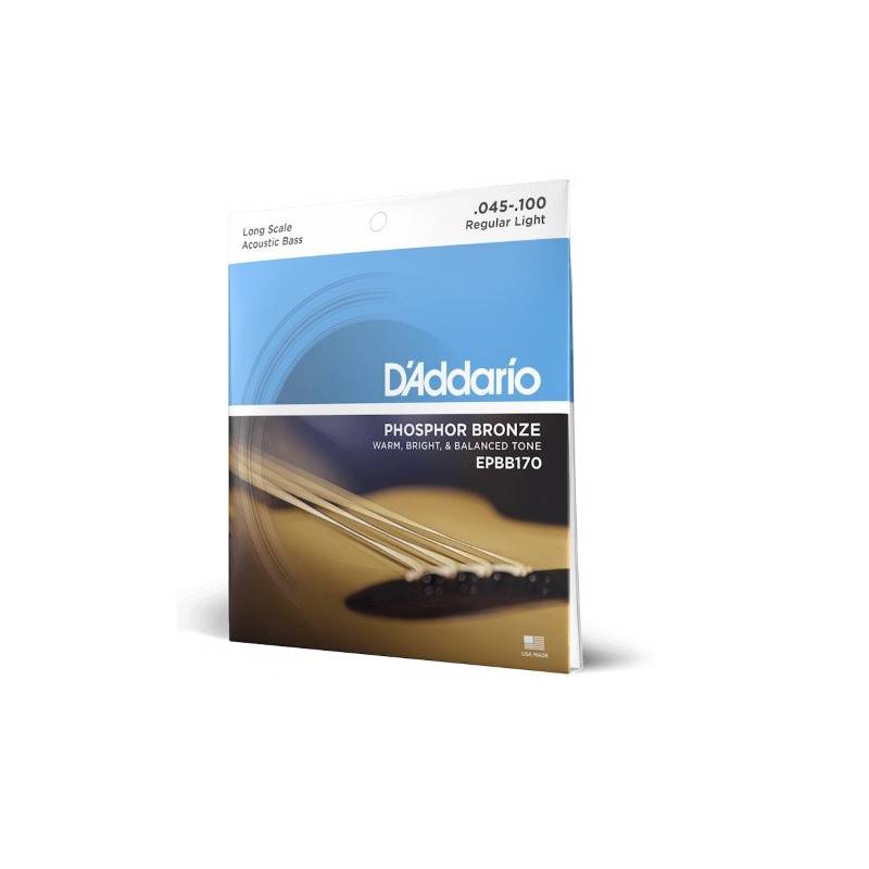 D'ADDARIO EPBB170 Phosphor Bronze Acoustic Bass, Long Scale, 45-100