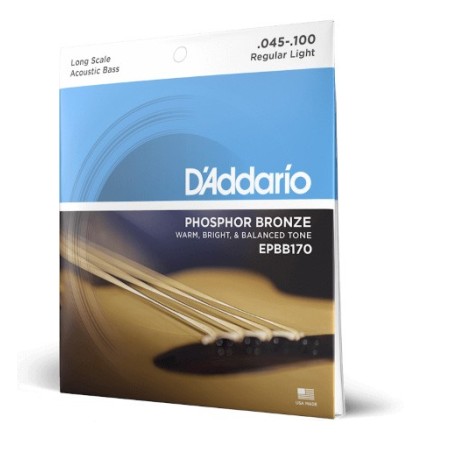 D'ADDARIO EPBB170 Phosphor Bronze Acoustic Bass, Long Scale, 45-100