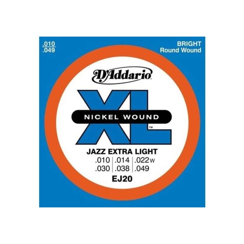 D'ADDARIO EJ20 Nickel Wound, JazzExtra Light, 10-49 - vai con la sigla