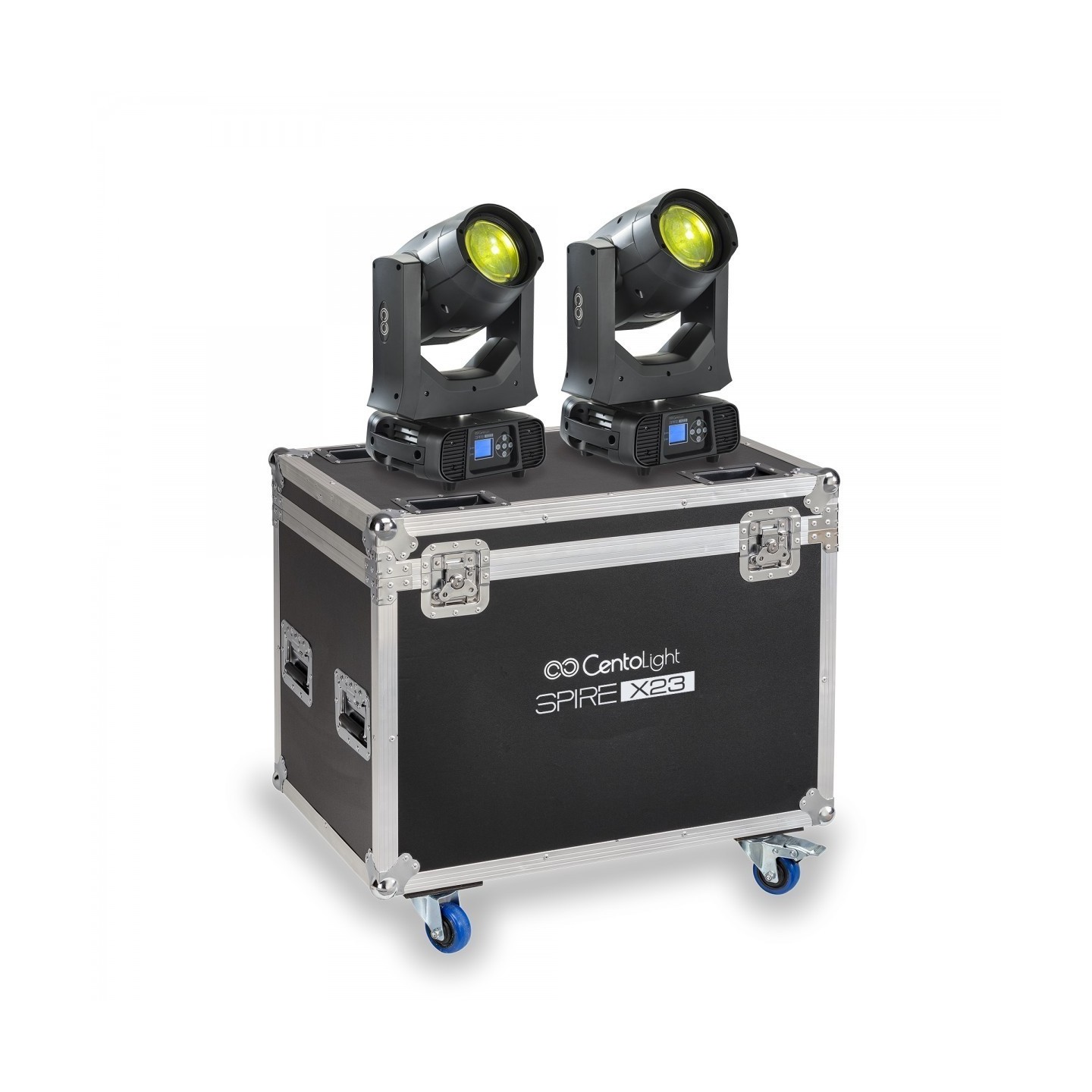 SET 2 TESTE MOBILI CENTOLIGHT SPIRE X23 CON FLIGHT CASE - vai con la sigla