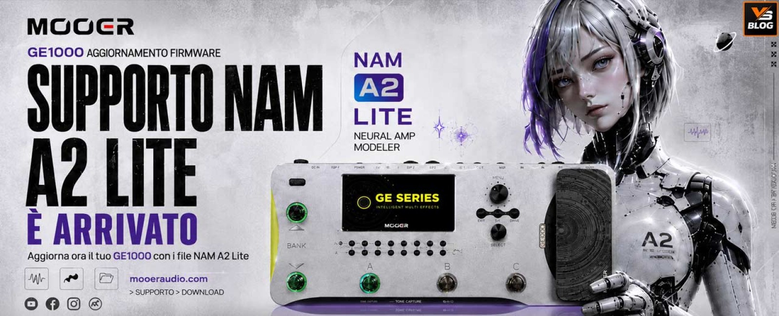 MOOER amplia il supporto NAM A2: amp capture di nuova generazione su GE1000 e GS1000